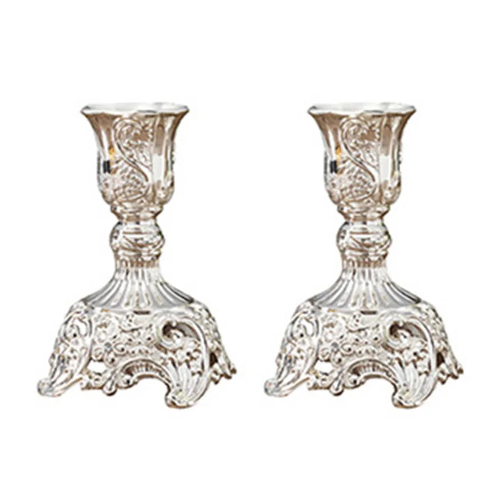 2Pcs Vintage Zinc Alloy Candelabra Candle Stick Holder Table  