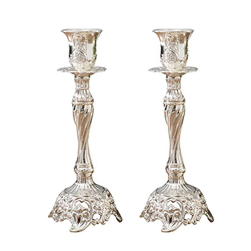 2Pcs Vintage Zinc Alloy Candelabra Candle Stick Holder Table  