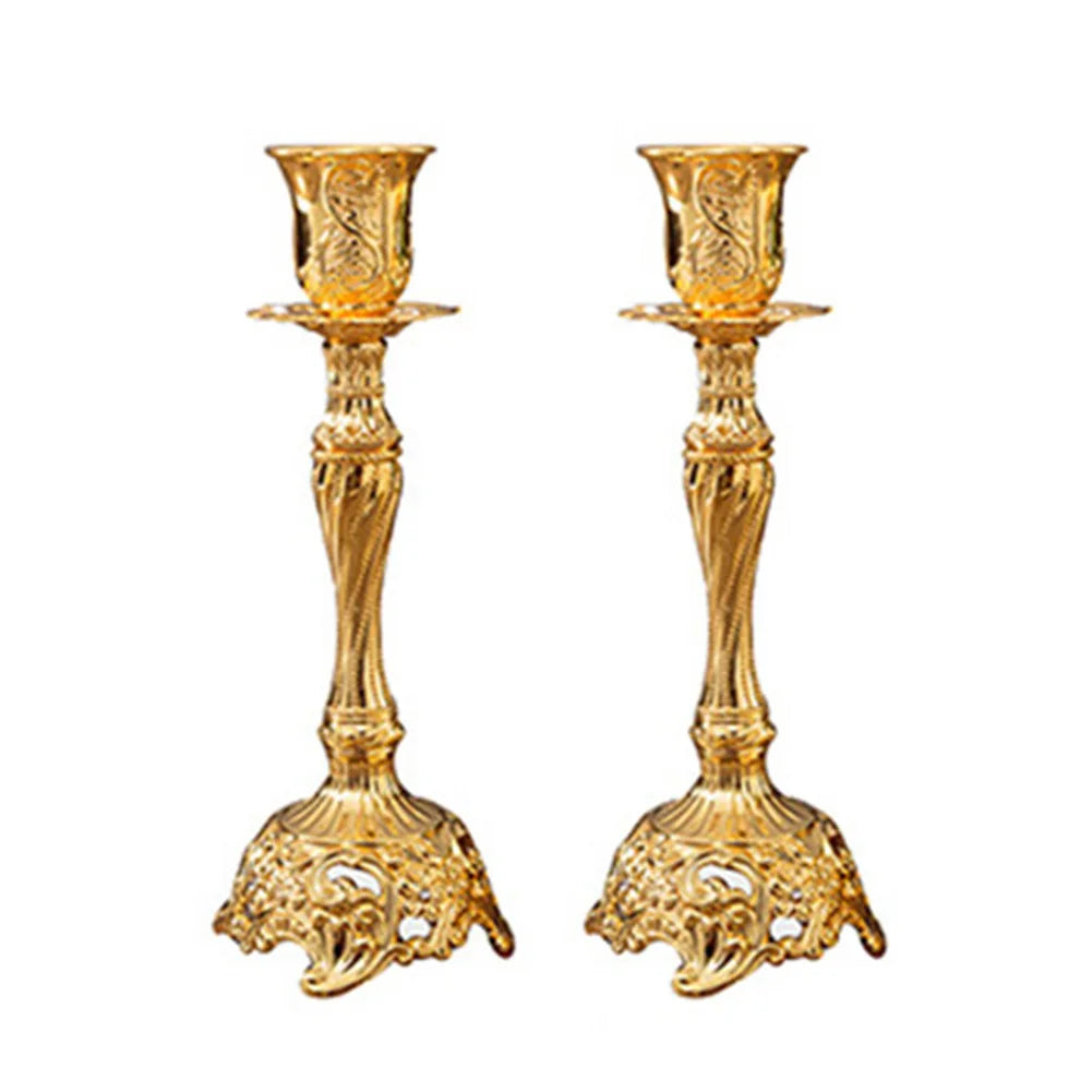 2Pcs Vintage Zinc Alloy Candelabra Candle Stick Holder Table  