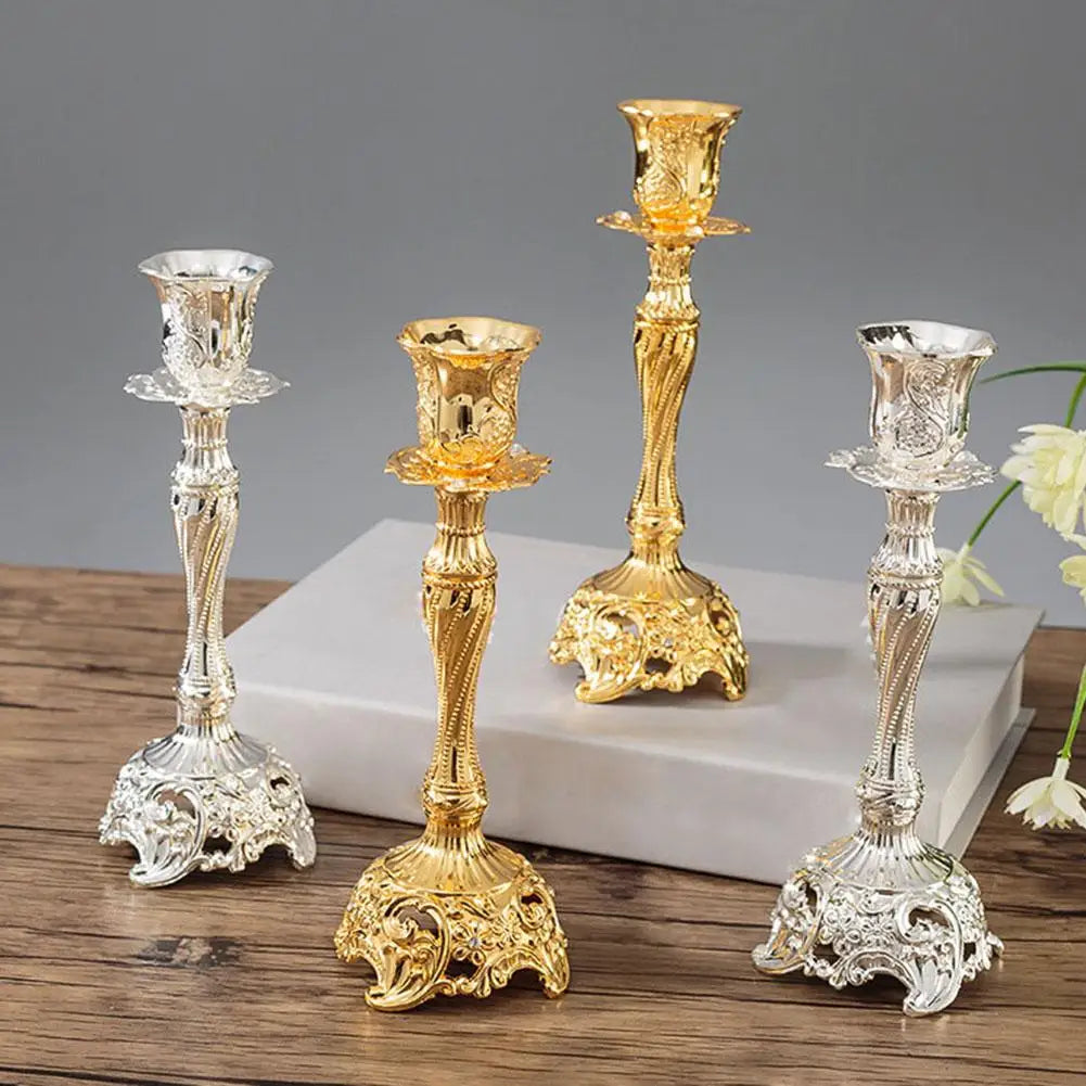 2Pcs Vintage Zinc Alloy Candelabra Candle Stick Holder Table  