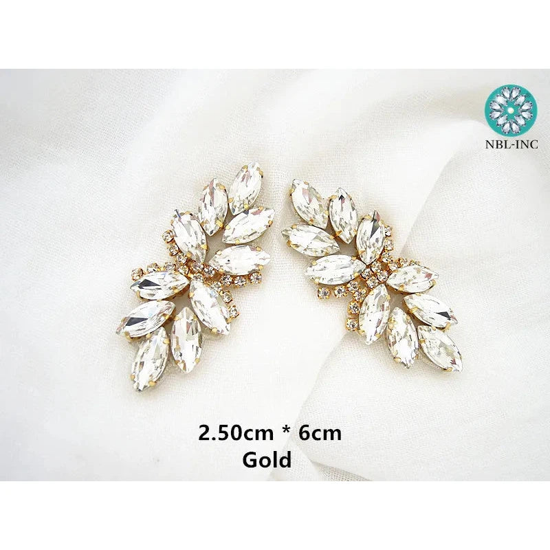 Silver gold rhinestone bridal belt wedding applique rose gold DIY (2pcs/lot)  