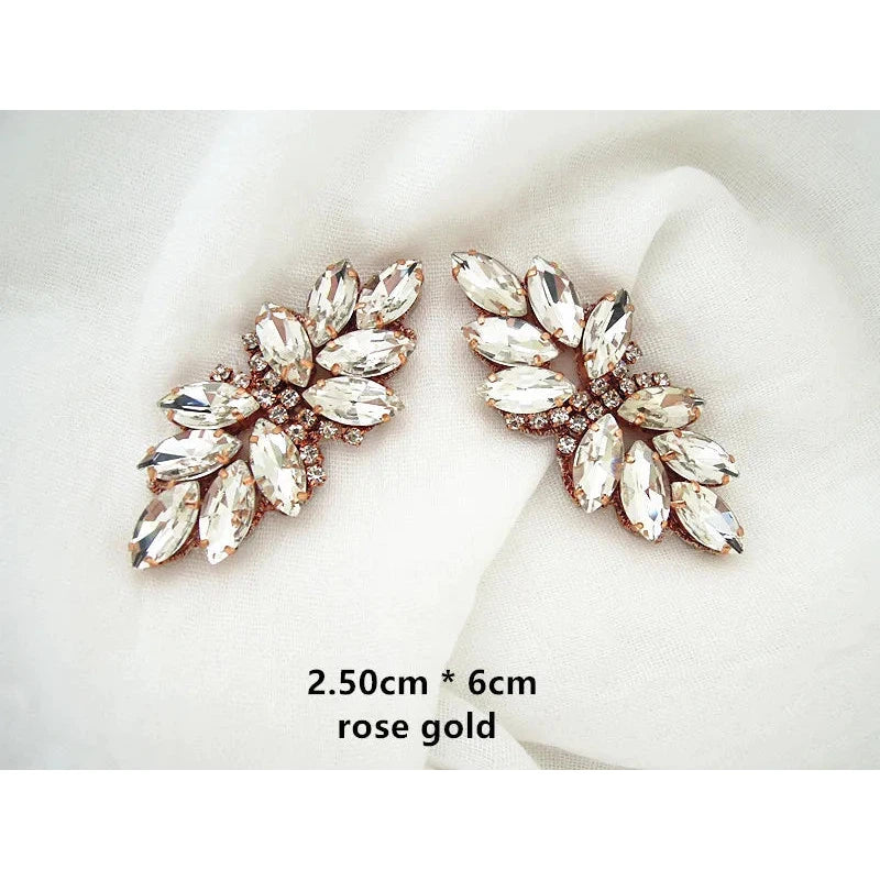 Silver gold rhinestone bridal belt wedding applique rose gold DIY (2pcs/lot)  