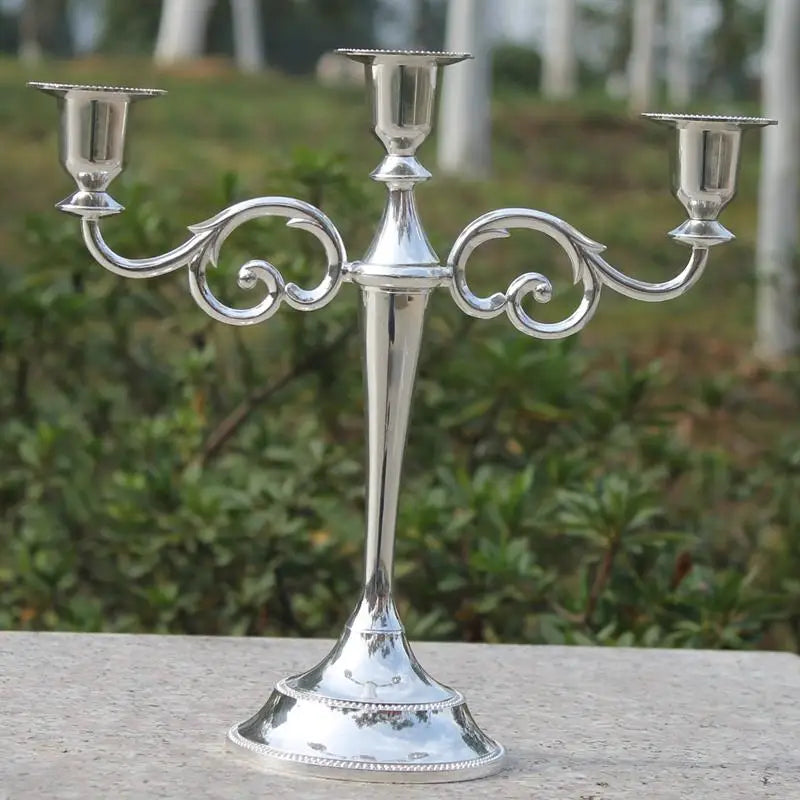 3-Arms Metal Pillar Candle Holders Candlestick  