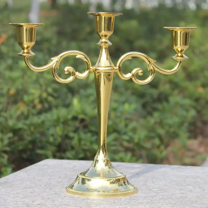 3-Arms Metal Pillar Candle Holders Candlestick  