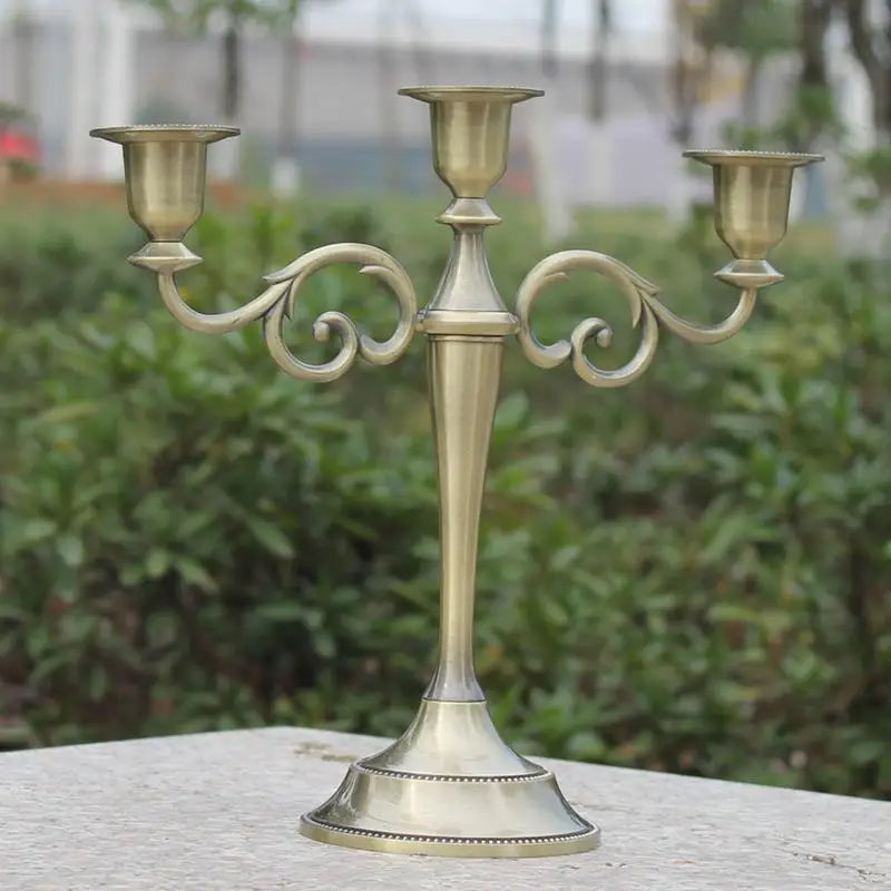 3-Arms Metal Pillar Candle Holders Candlestick  