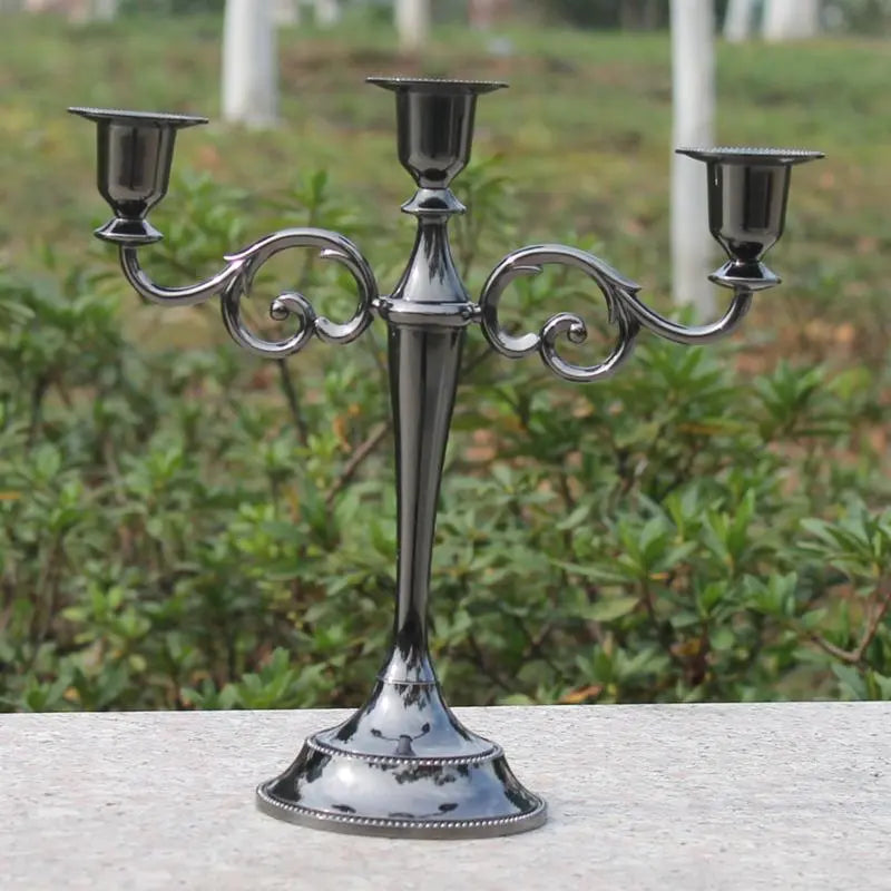 3-Arms Metal Pillar Candle Holders Candlestick  