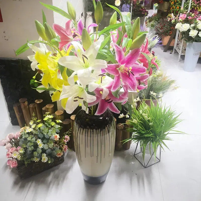 3 Heads Real Touch Artificial lily Flowers Wedding  