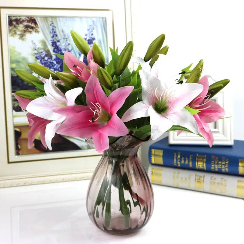 3 Heads Real Touch Artificial lily Flowers Wedding  