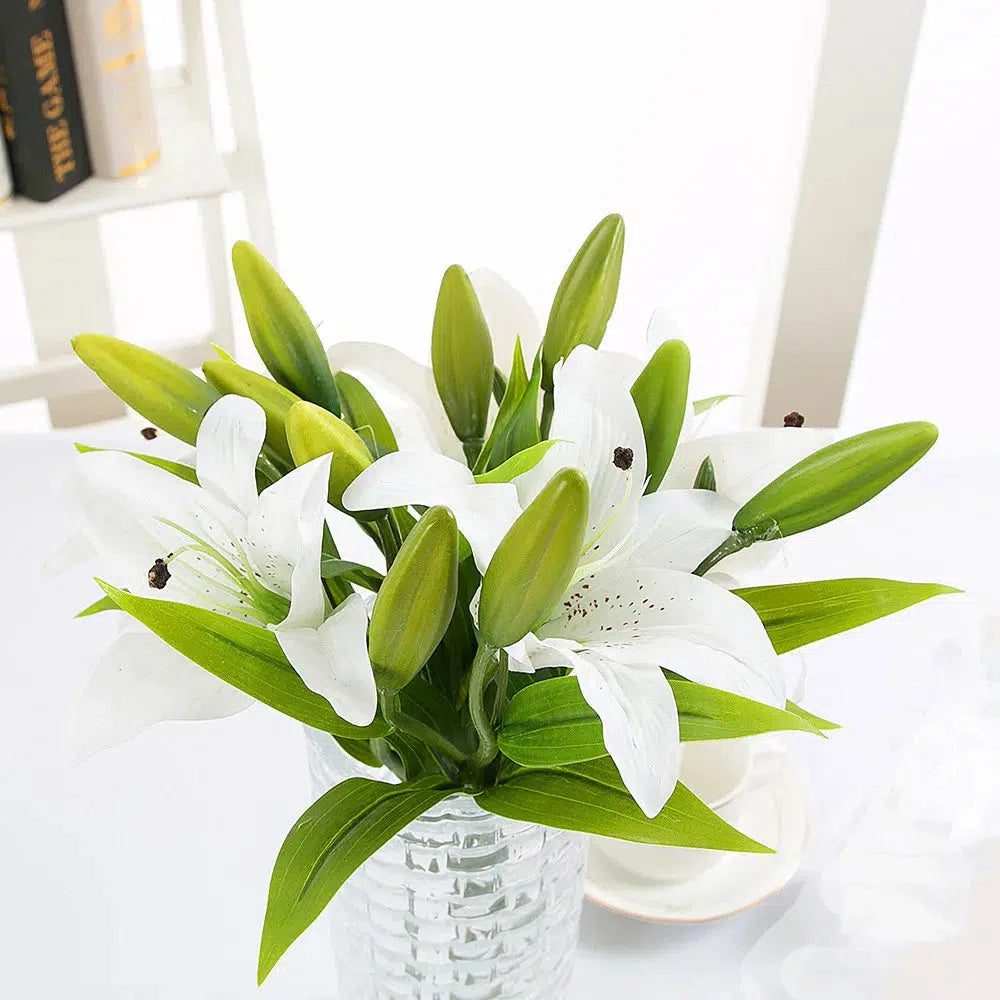 3 Heads Real Touch Artificial lily Flowers Wedding  