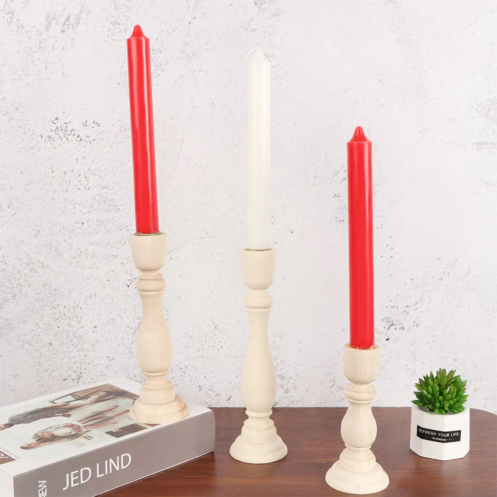 Candle Holders Retro Unpainted Wood Candle Holders  