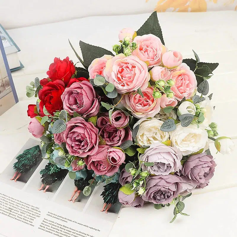 30cm Peony Silk Artificial Rose Flowers Flower small Bouquet  