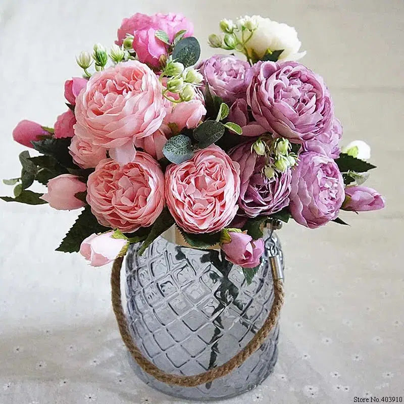 30cm Peony Silk Artificial Rose Flowers Flower small Bouquet  