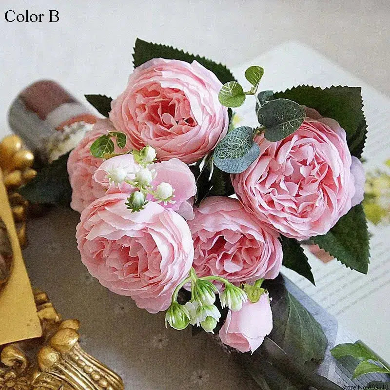 30cm Peony Silk Artificial Rose Flowers Flower small Bouquet  