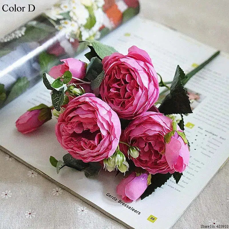 30cm Peony Silk Artificial Rose Flowers Flower small Bouquet  