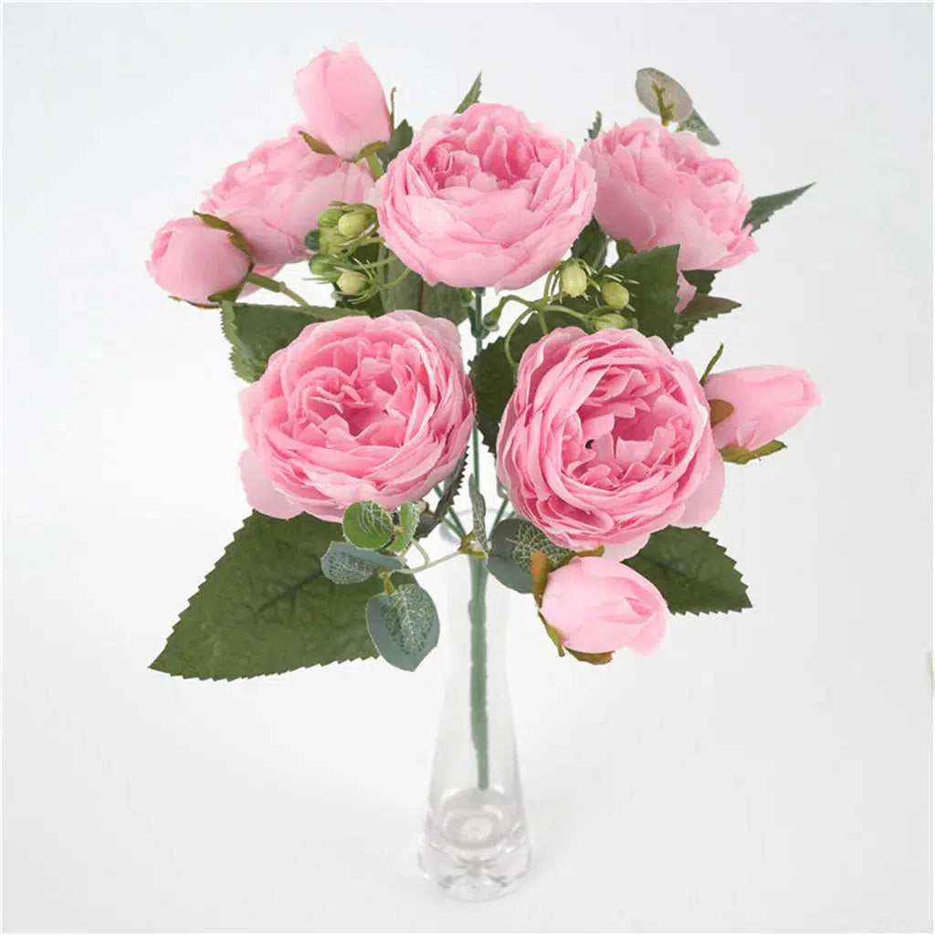 30cm Rose Pink Silk Bouquet Peony Artificial Flowers  