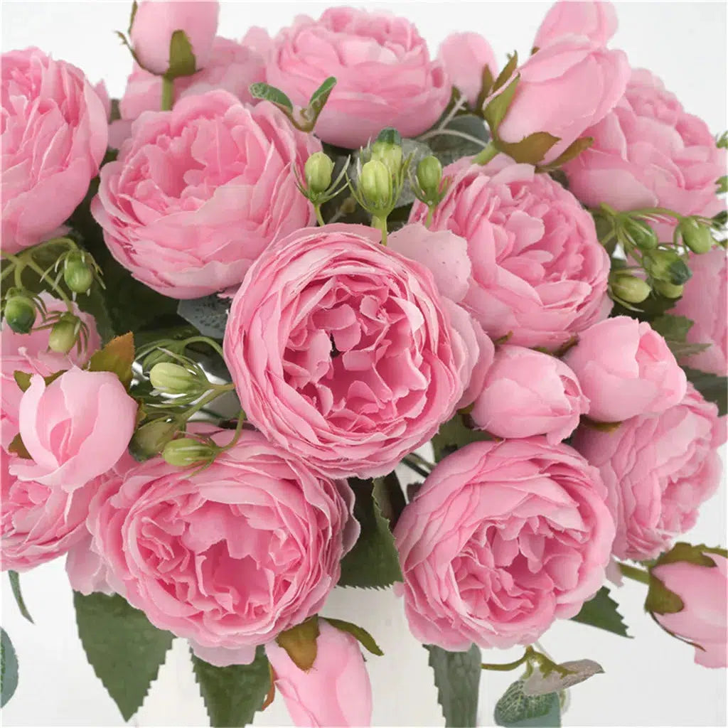 30cm Rose Pink Silk Bouquet Peony Artificial Flowers  