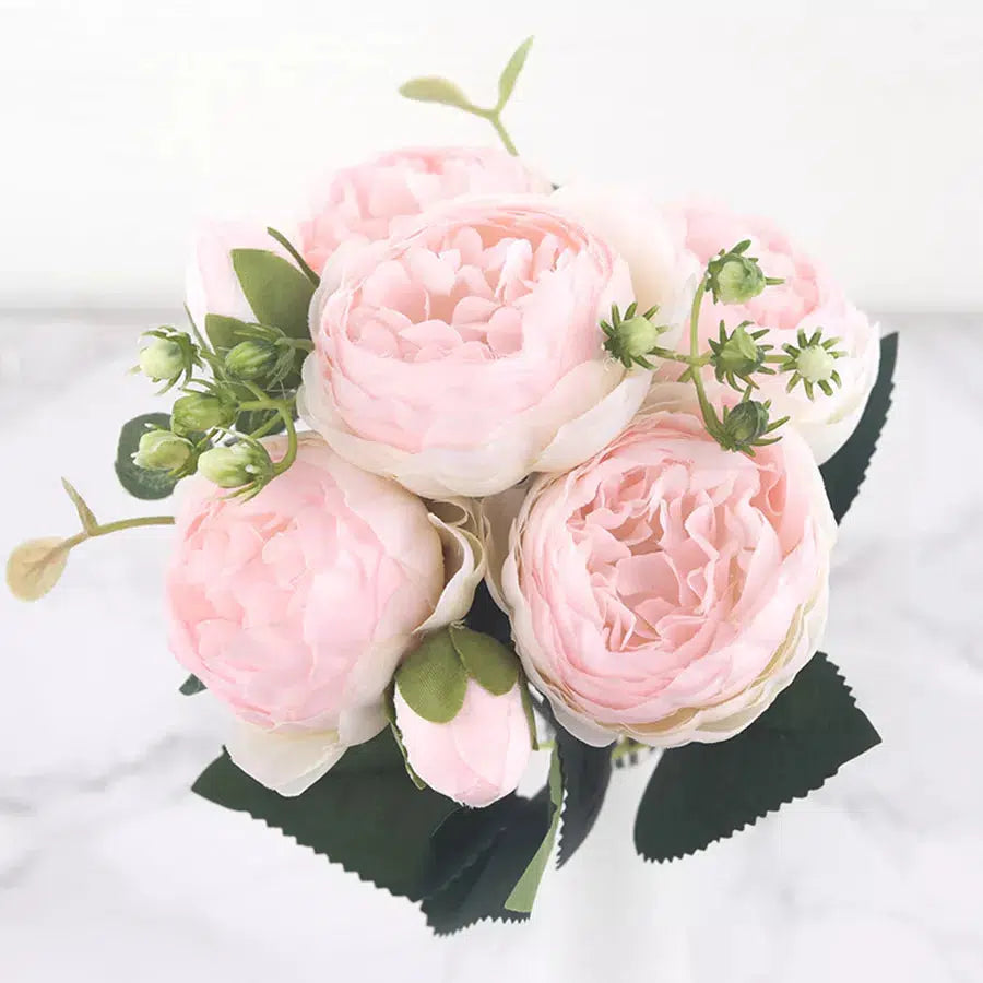 30cm Rose Pink Silk Peony Artificial Flowers Bouquet  