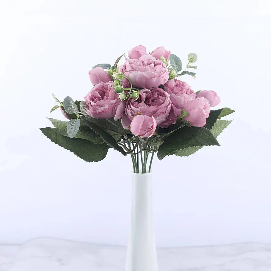 30cm Rose Pink Silk Peony Artificial Flowers Bouquet  