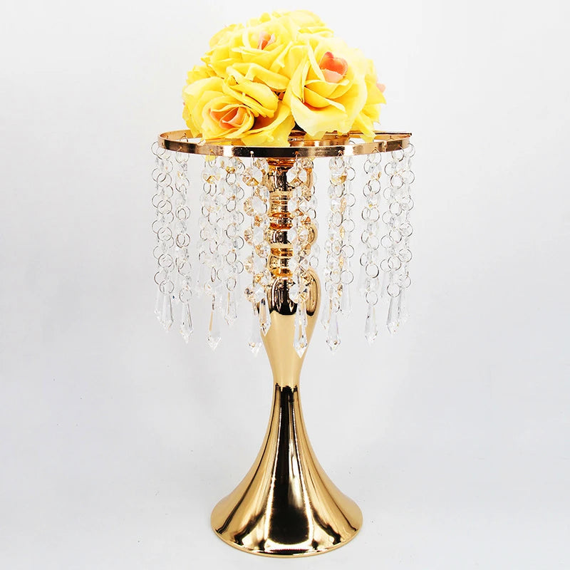 33CM Candle Holders Flowers Vase Crystal Tray  