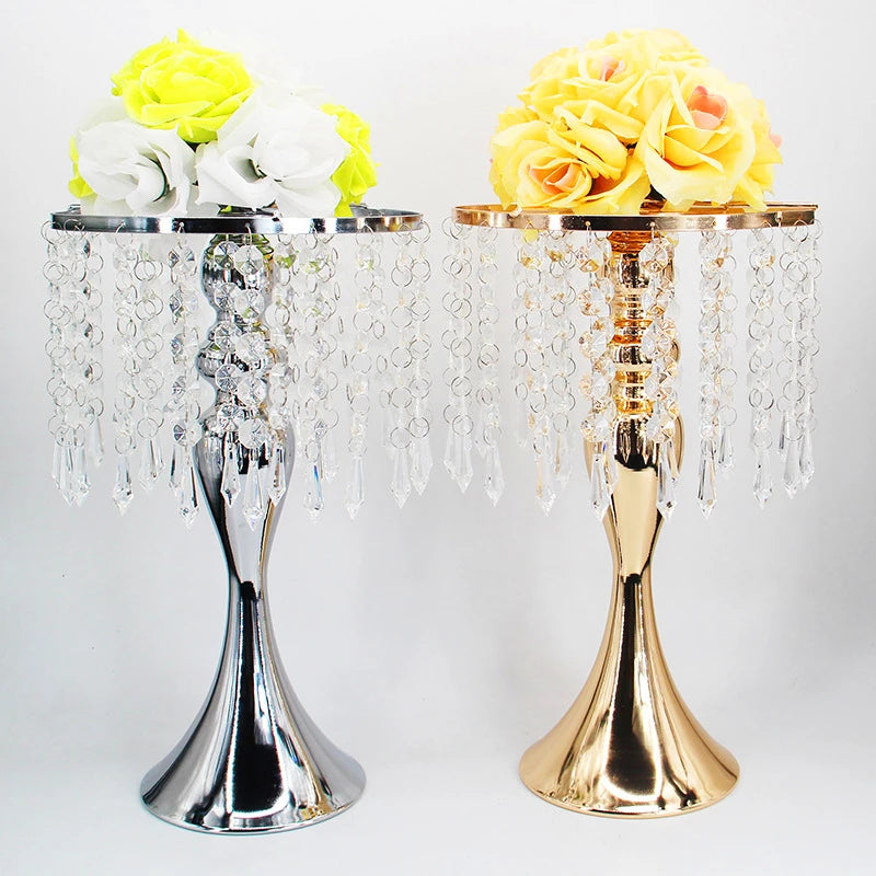 33CM Candle Holders Flowers Vase Crystal Tray  