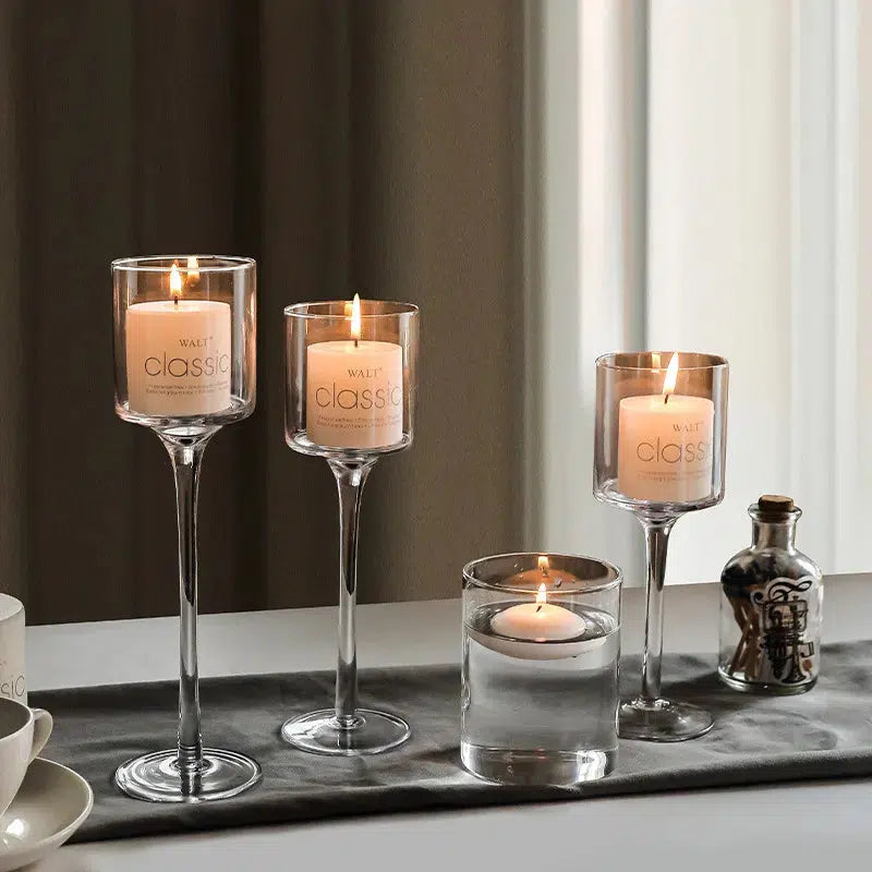 3PCS/Set Glass Candle Holders Simple Goblet Candles Candleholder  