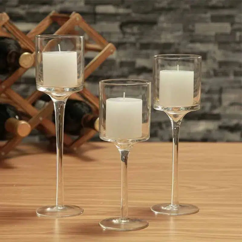 3PCS/Set Glass Candle Holders Simple Goblet Candles Candleholder  