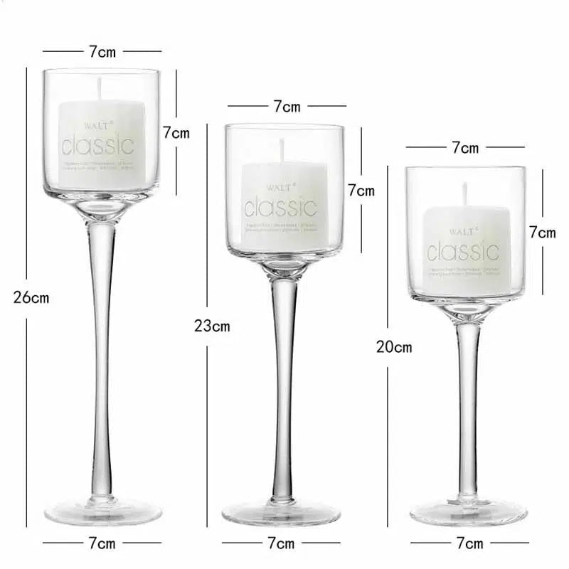 3PCS/Set Glass Candle Holders Simple Goblet Candles Candleholder  