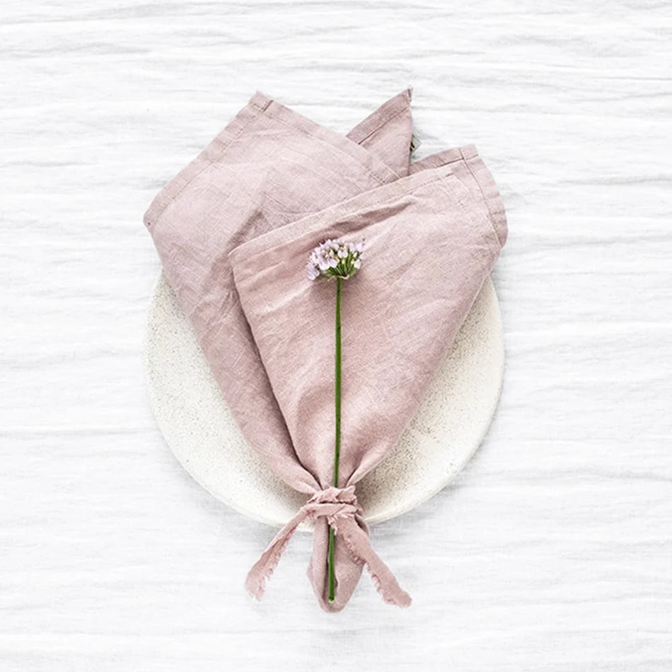 4PCS Pure Linen Napkins Cloths Soft Comfortable Fabric  