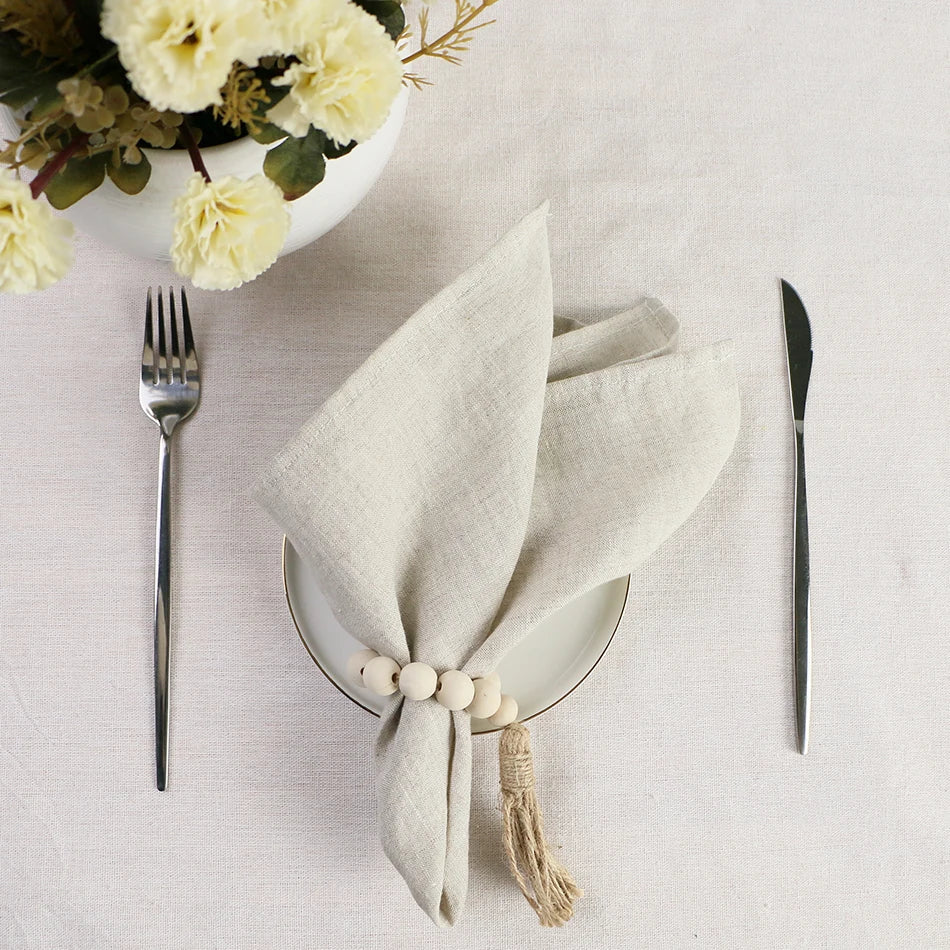 4PCS Pure Linen Napkins Cloths Soft Comfortable Fabric  