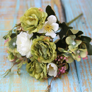 5 Forks（8 Heads）Artificial Flowers Small Peony Bouquet Wedding-Bouquet-My Online Wedding Store