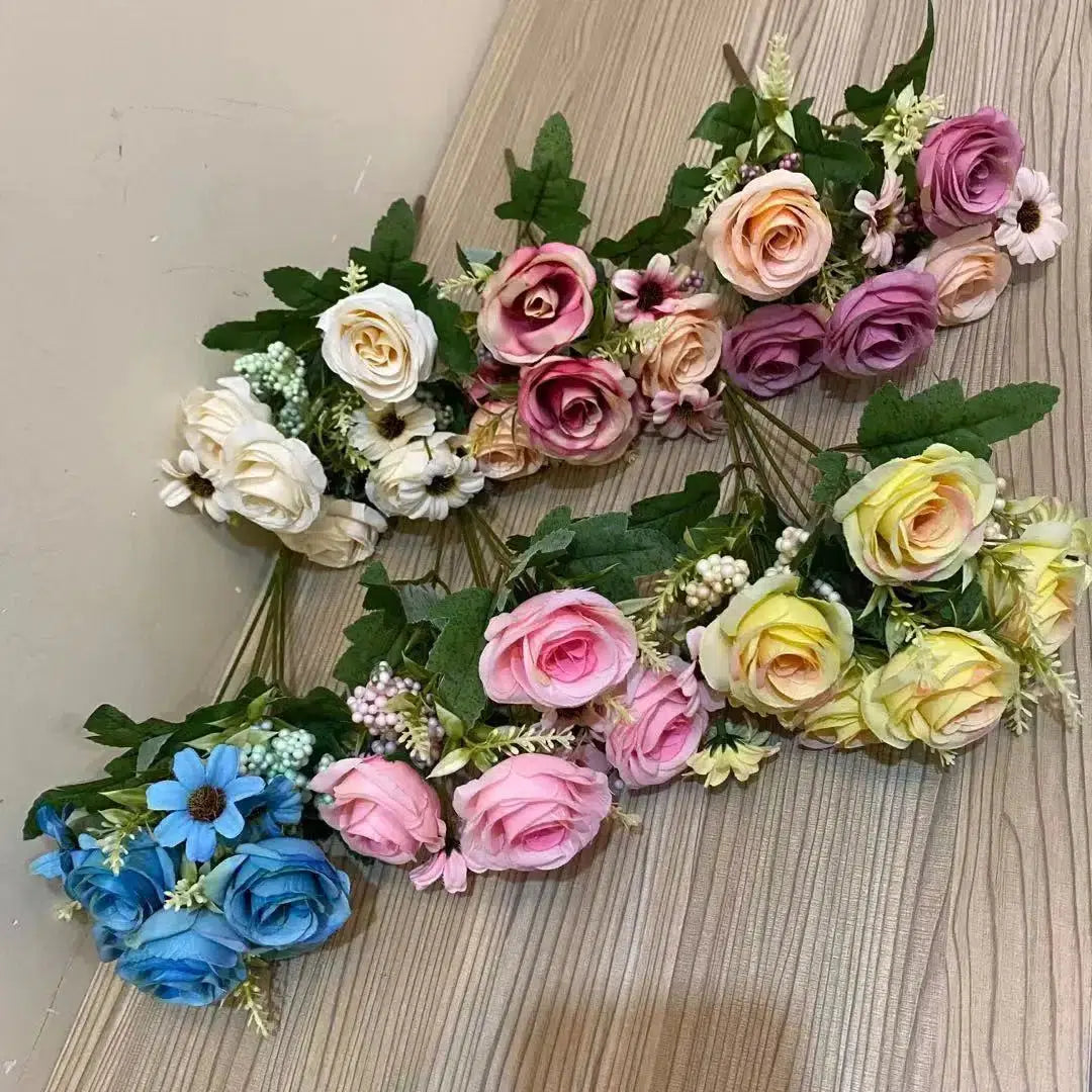 5 Roses 4 Daisies Artificial Flowers  