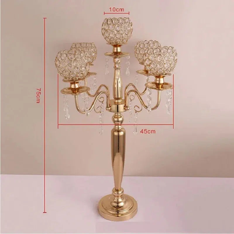 5/6/10pcs New style 5-arms gold crystal candelabras  