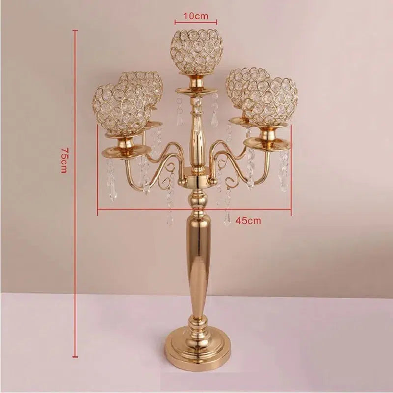 5/6/10pcs New style 5-arms gold crystal candelabras  