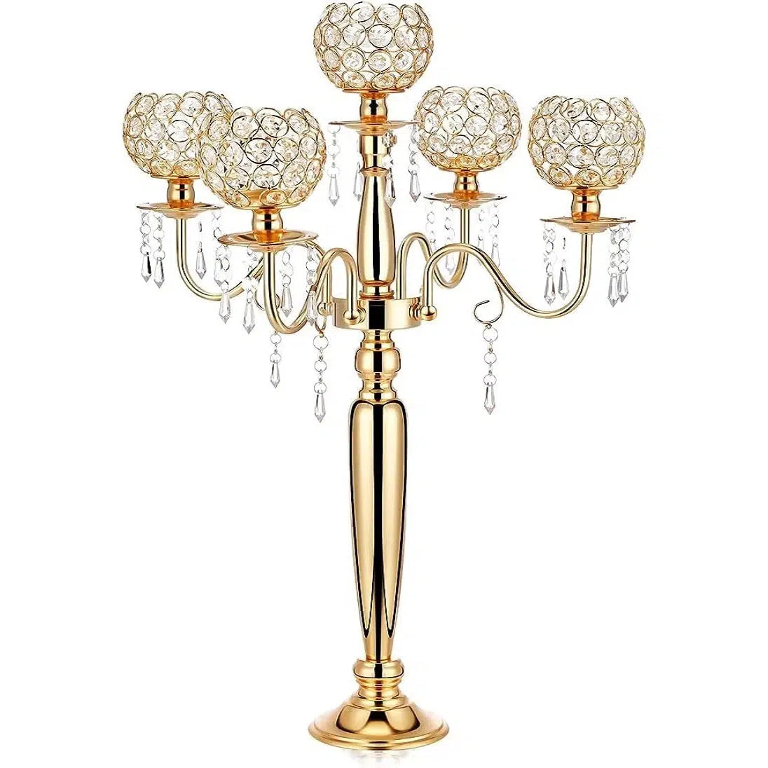 5/6/10pcs New style 5-arms gold crystal candelabras  