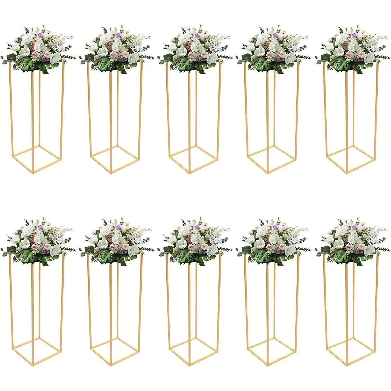 6/10PCS Gold Flower Vase Floor Vases Column Stand Metal  