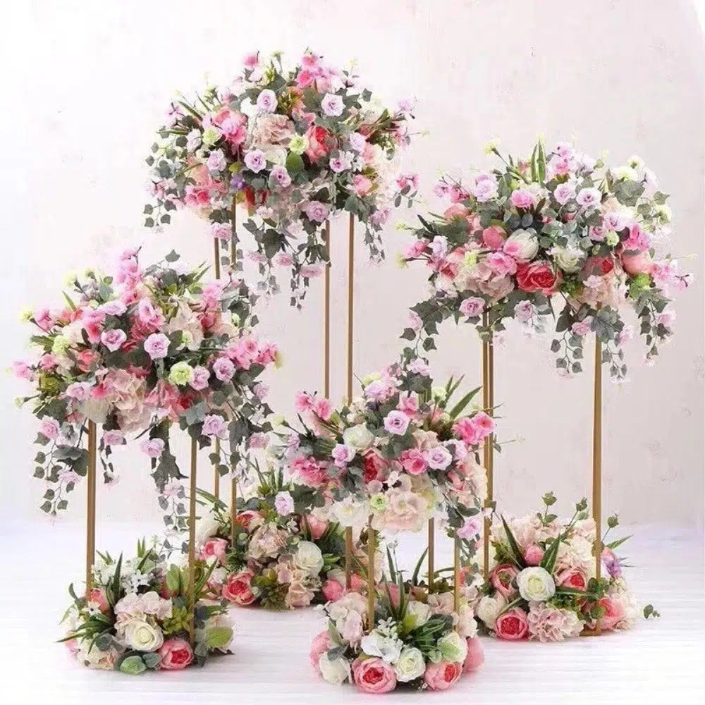 6/10PCS Gold Flower Vase Floor Vases Column Stand Metal  