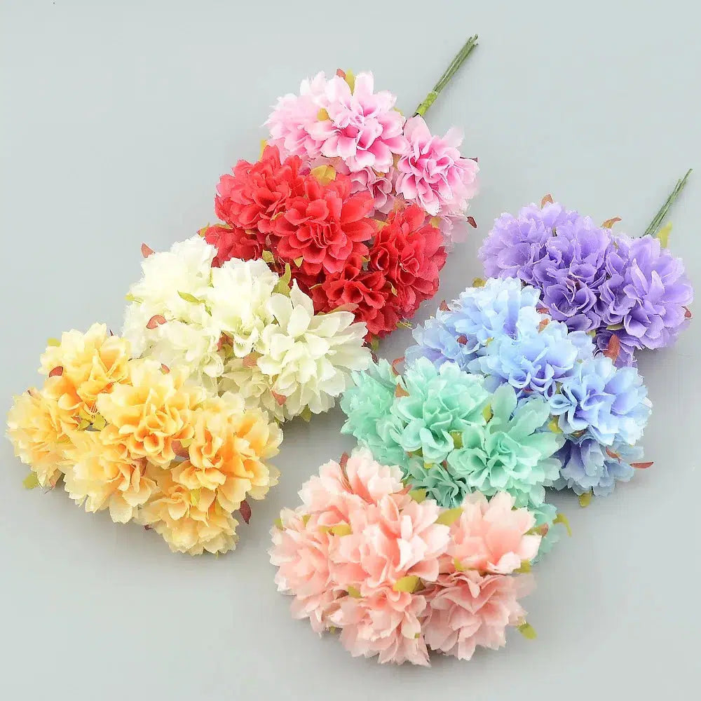 6pcs/lot 3.5cm Silk Mini Rose Artificial Flowers Heads Bouquet  