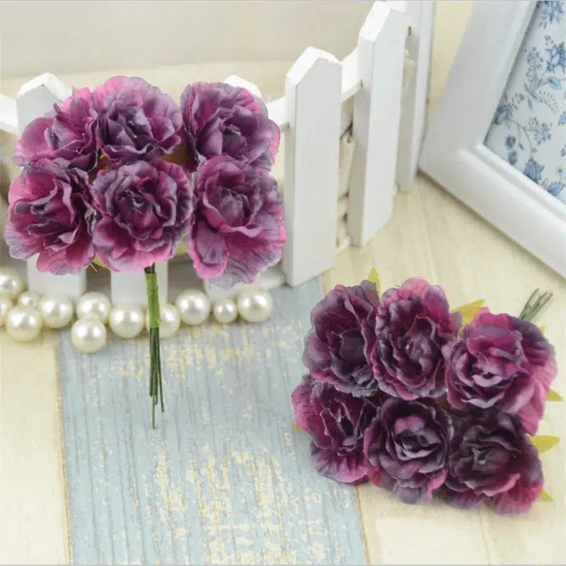 6pcs/lot Mini Silk Artificial Rose Flowers Bouquet  