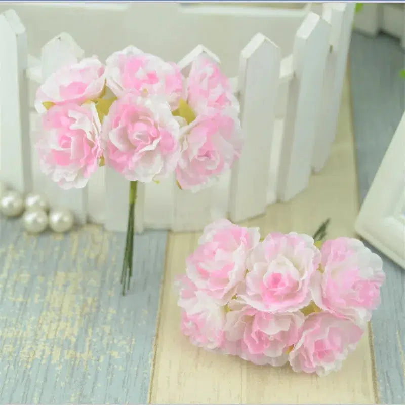 6pcs/lot Mini Silk Artificial Rose Flowers Bouquet  