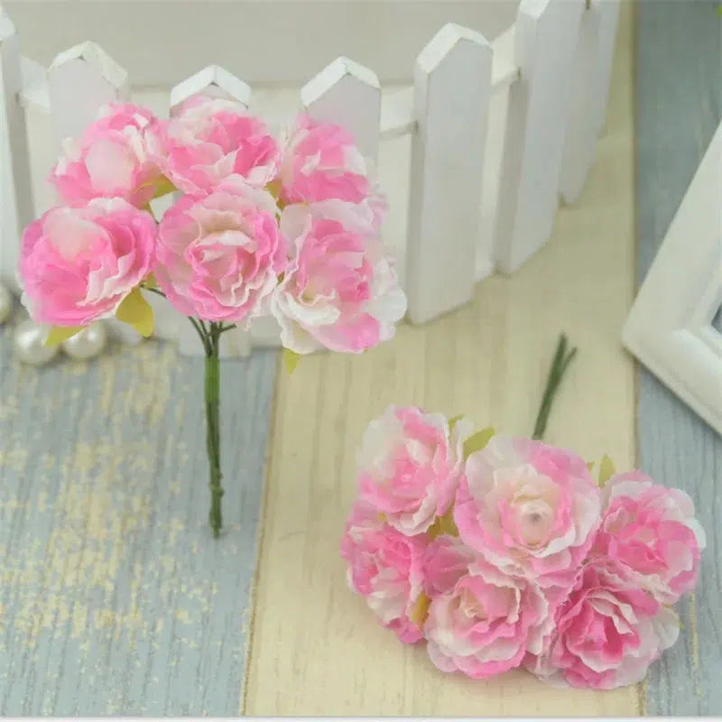 6pcs/lot Mini Silk Artificial Rose Flowers Bouquet  