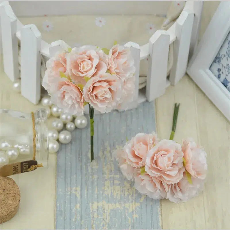 6pcs/lot Mini Silk Artificial Rose Flowers Bouquet  