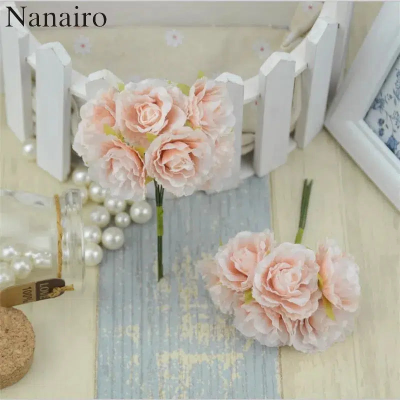 6pcs/lot Mini Silk Artificial Rose Flowers Bouquet  