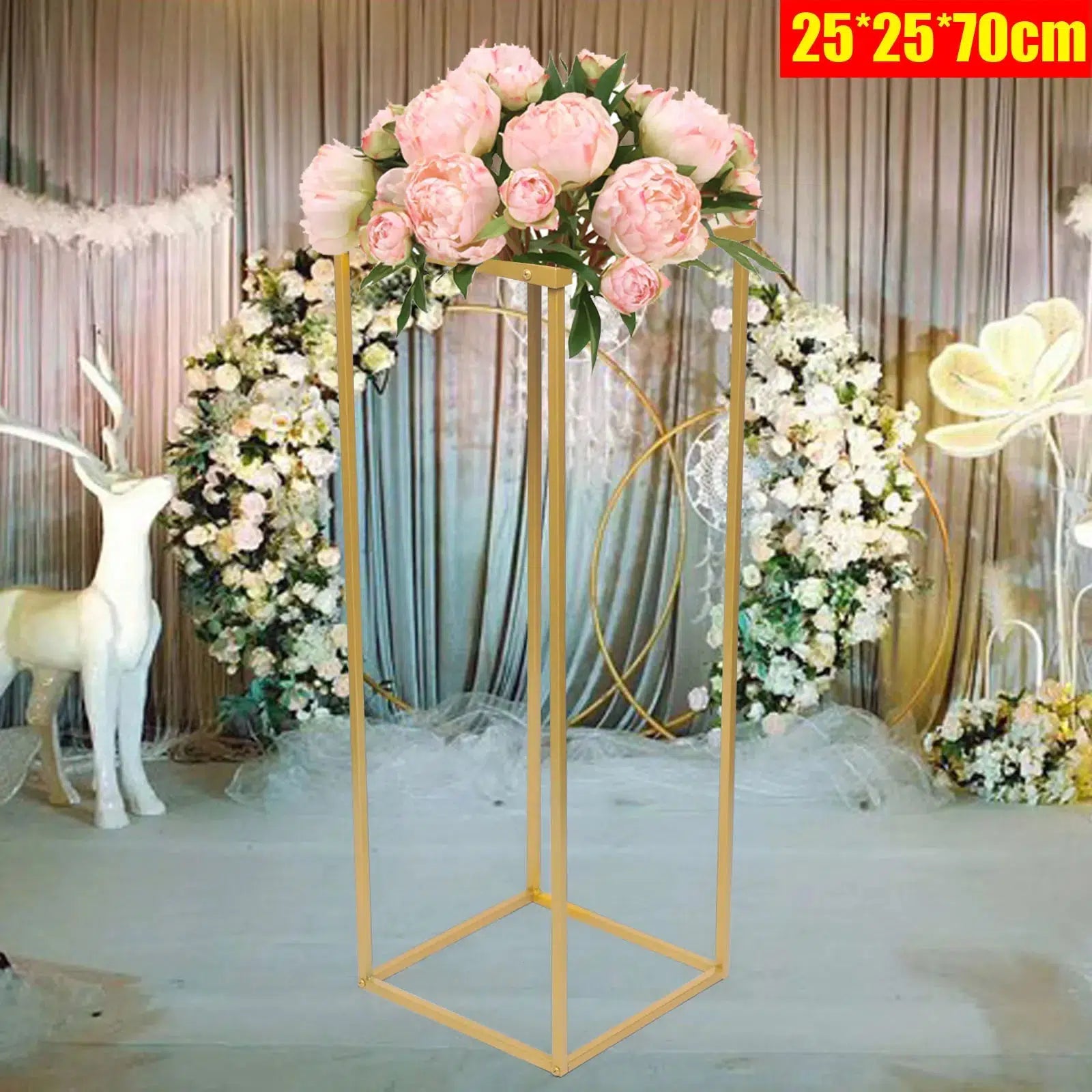 70CM Gold Metal Wedding Flower Stand Rectangular  