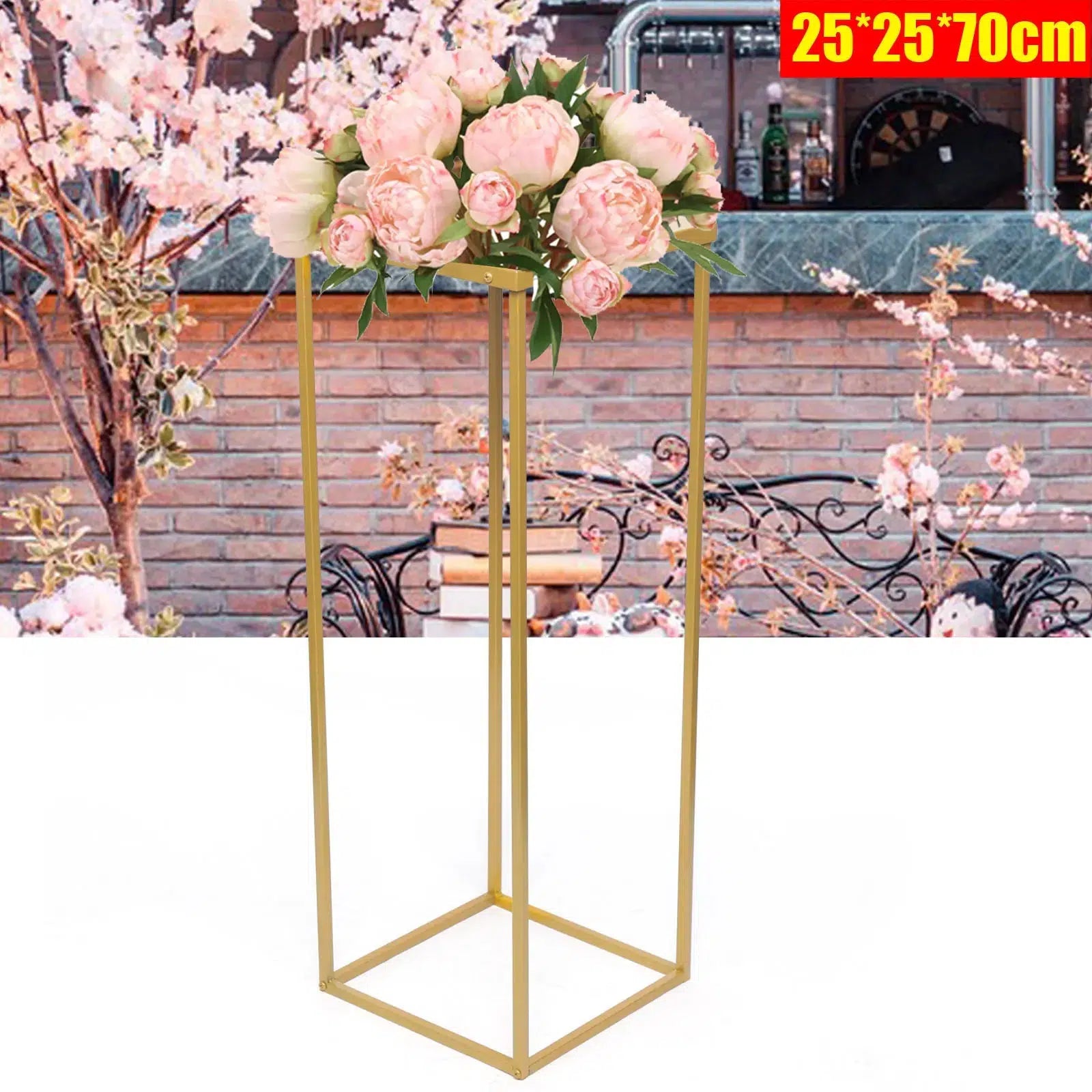 70CM Gold Metal Wedding Flower Stand Rectangular  