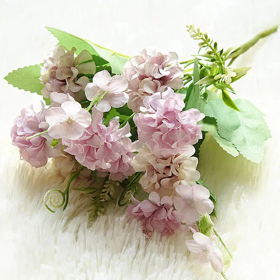 9 Heads Hydrangea Artificial Flowers Ball Bunch Flowers Silk  