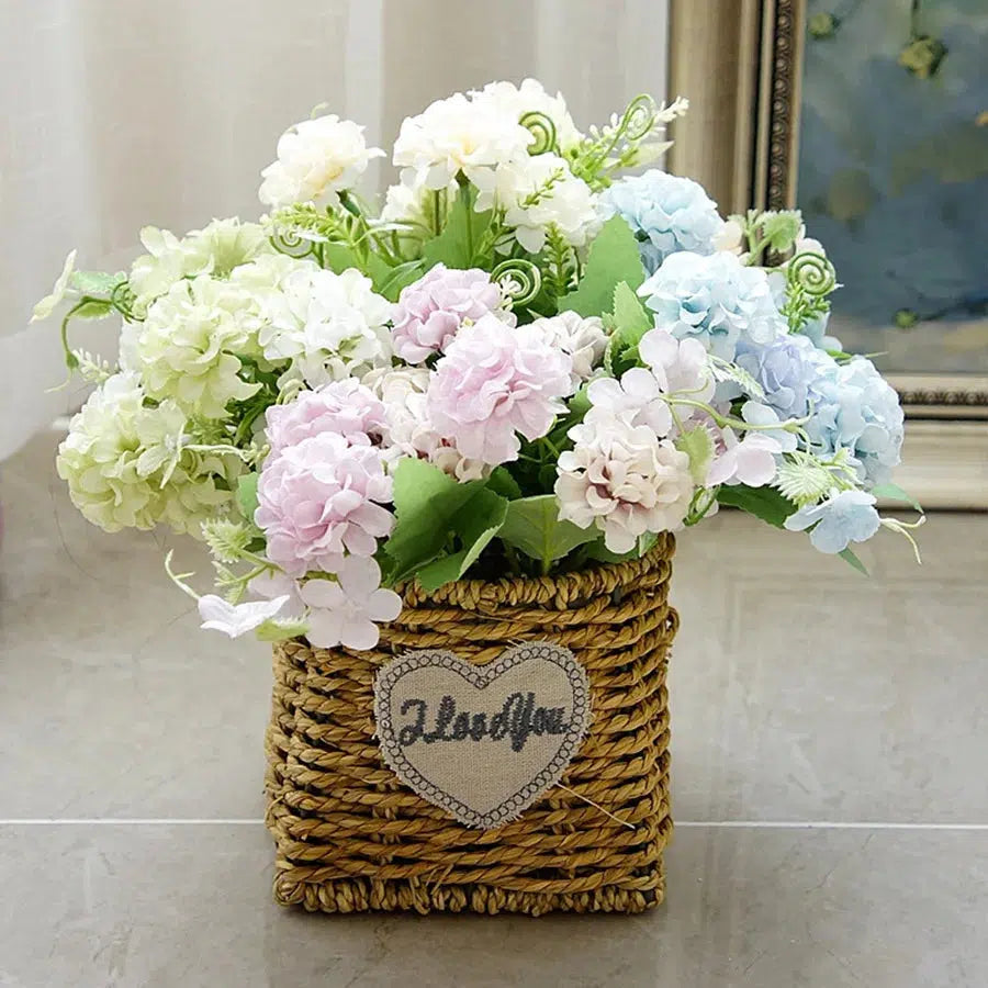 9 Heads Hydrangea Artificial Flowers Ball Bunch Flowers Silk  