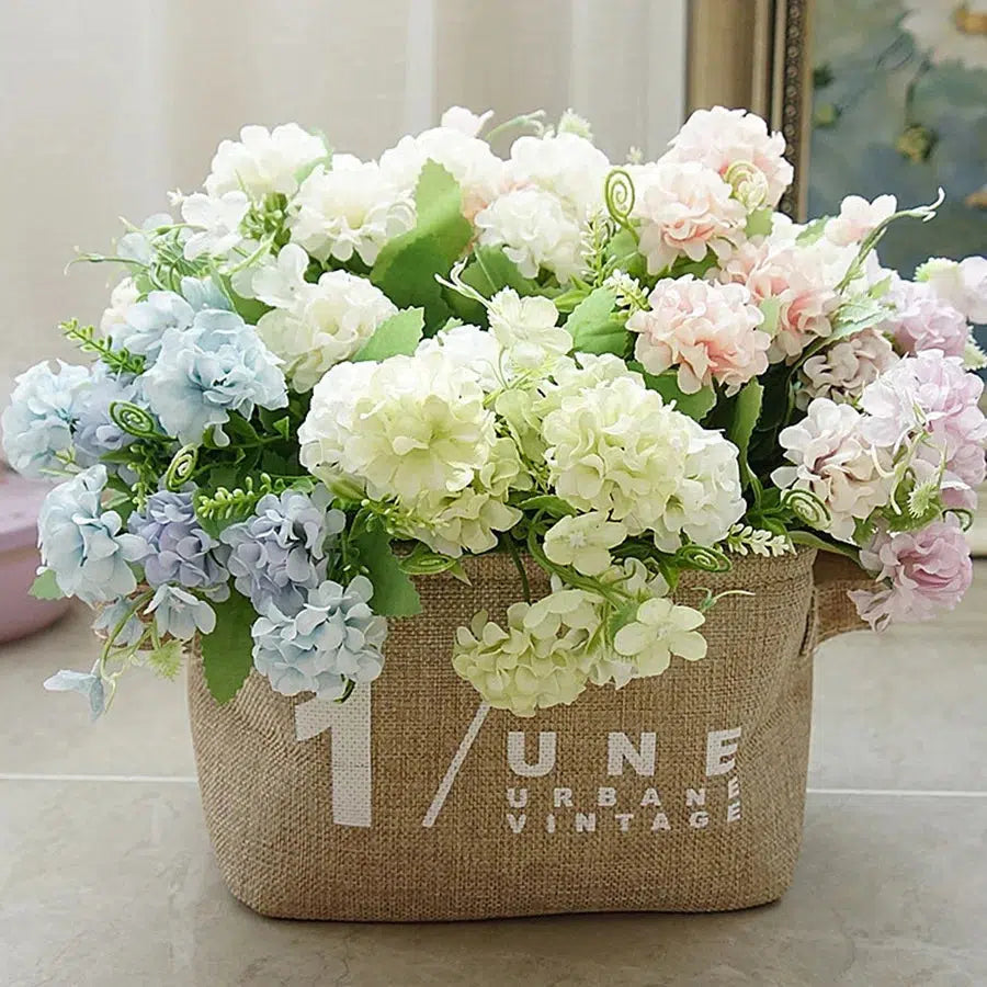 9 Heads Hydrangea Artificial Flowers Ball Bunch Flowers Silk  