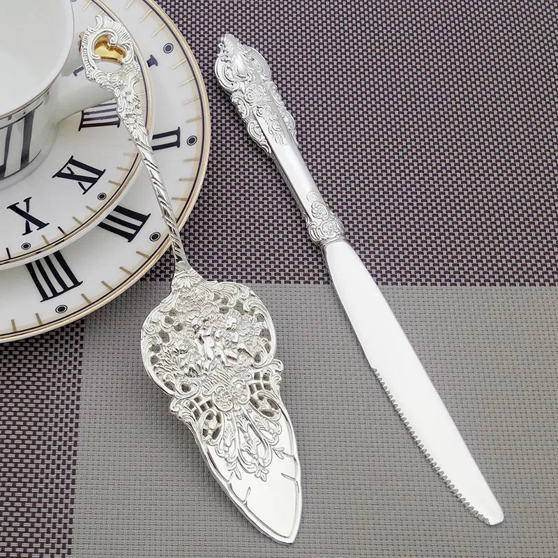 9.25&#39;&#39; Silver Wedding Cake Serve Set Small Cake Shovel Knife  