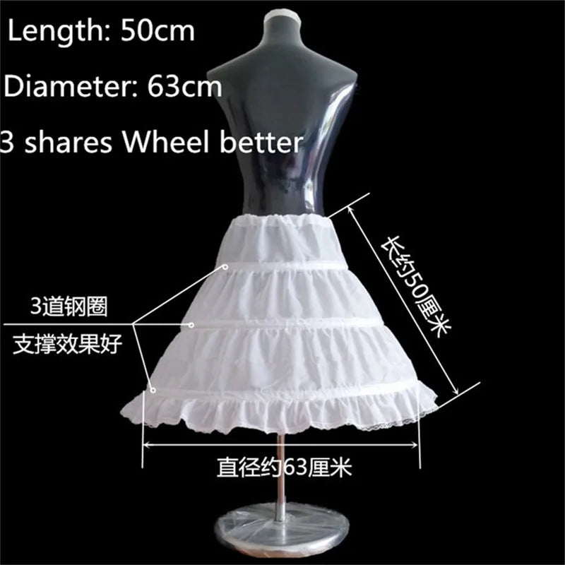 A-line 3 Hoops Children Kid Dress Bridal Petticoat Crinoline Underskirt  