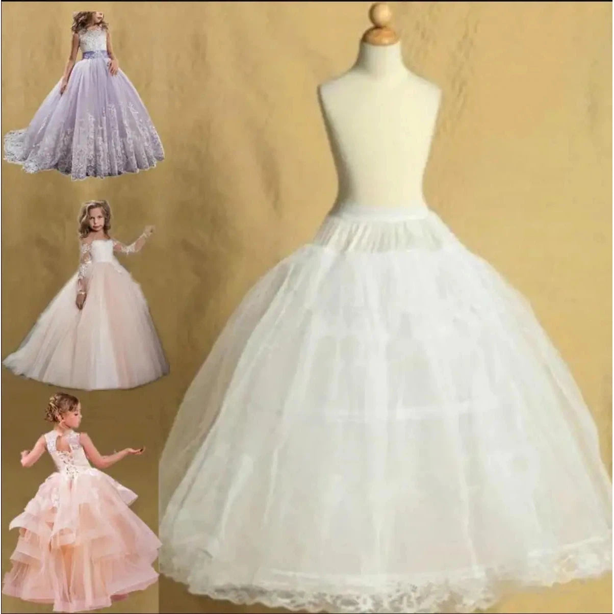 A-line 3 Hoops Children Kid Dress Bridal Petticoat Crinoline Underskirt  